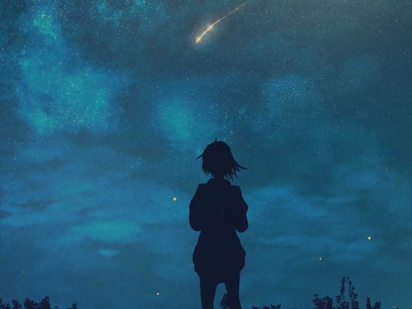 silhouette child starry sky night loneliness PNG files with clear backdrop collection 4k wallpaper