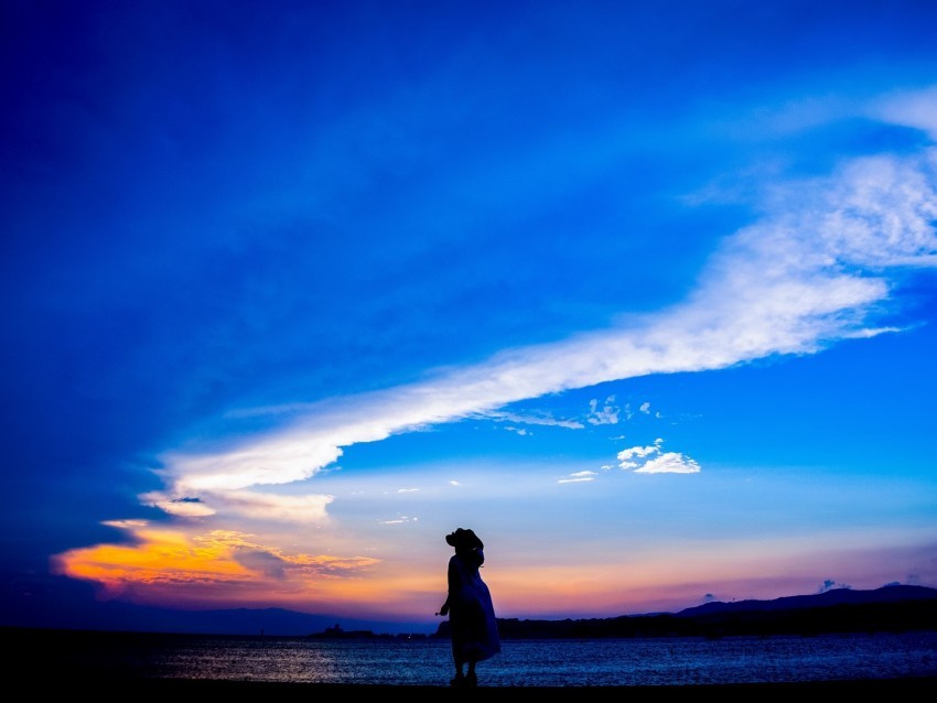 silhouette dark beach sea dusk Transparent PNG photos for projects