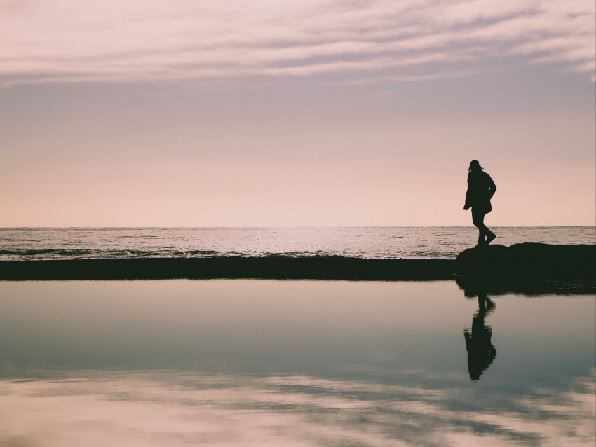 silhouette dark beach sea water PNG Image Isolated on Transparent Backdrop