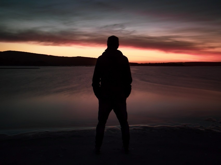 silhouette dark twilight beach lake horizon PNG Image with Clear Background Isolated