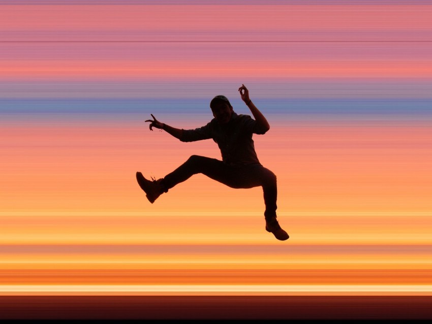 silhouette jump dark stripes colorful background PNG for Photoshop