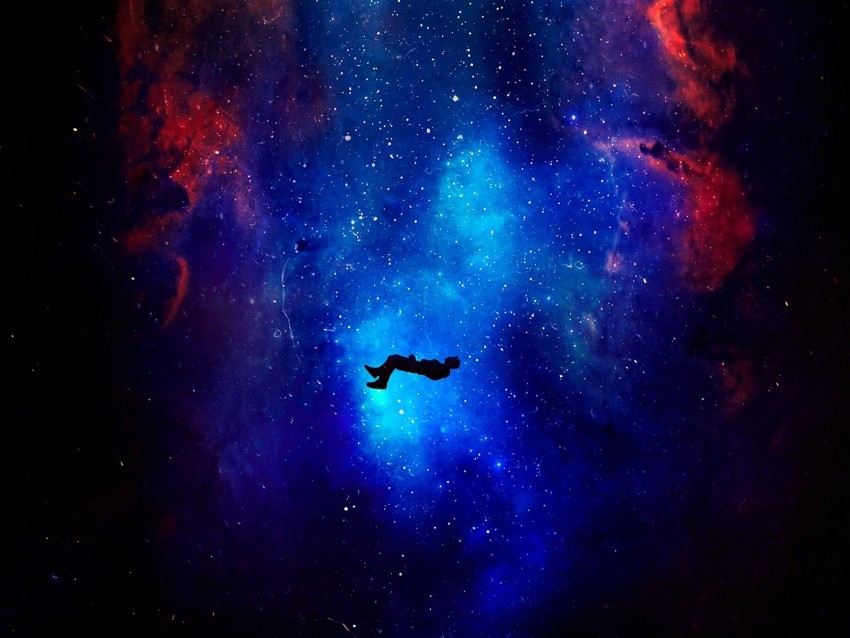 silhouette levitation space galaxy stars Isolated Character in Transparent PNG Format