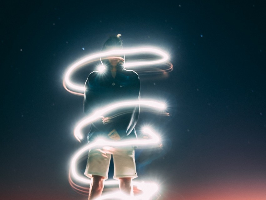 silhouette light spiral glow long exposure Isolated Element with Clear Background PNG