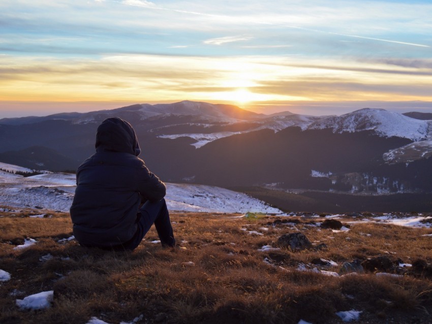 silhouette mountains sunset landscape loneliness Isolated Item with HighResolution Transparent PNG