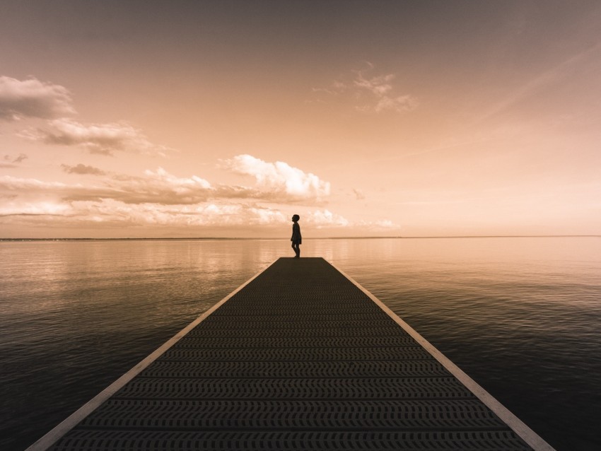 silhouette pier water horizon dusk PNG Graphic with Transparent Isolation