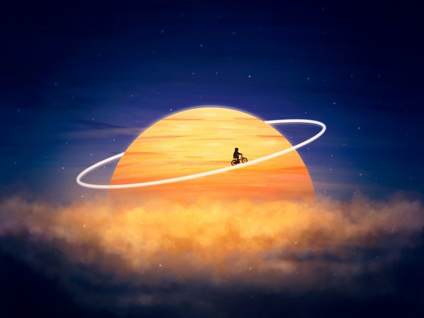silhouette planet orbit cyclist photoshop fantasy PNG files with no backdrop required