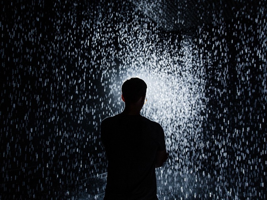 silhouette rain light sparks shine Isolated Subject on Clear Background PNG