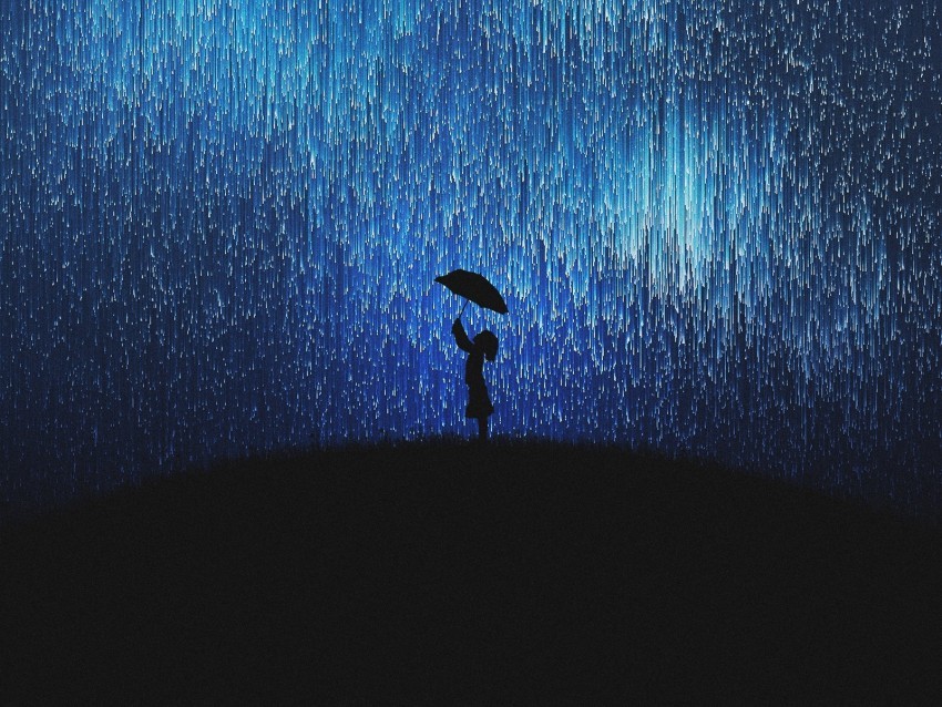 silhouette rain umbrella art Isolated Subject in HighQuality Transparent PNG