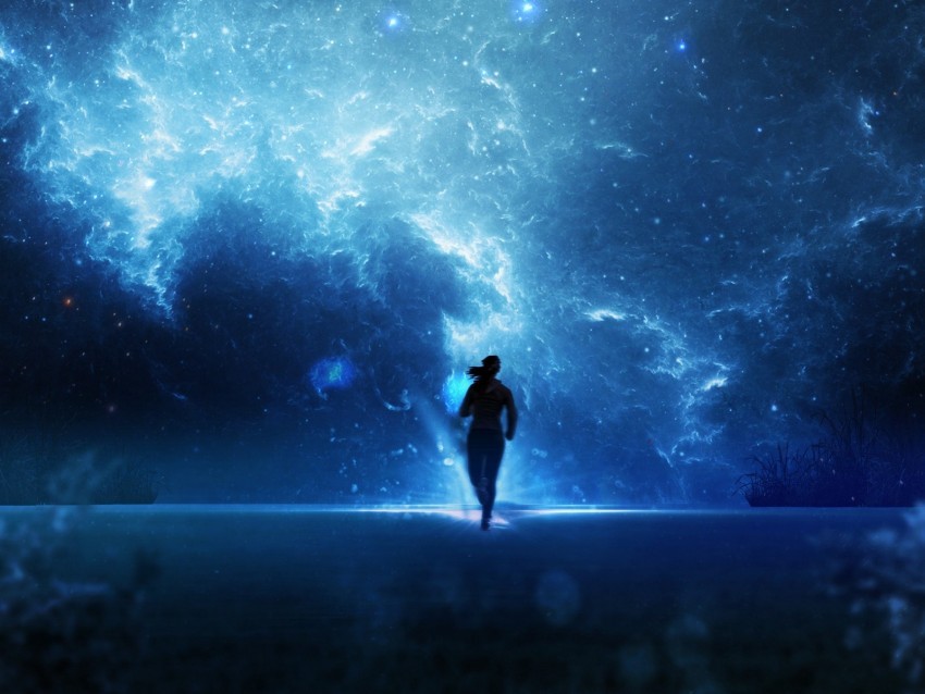 silhouette space running dark blue PNG Image Isolated with HighQuality Clarity