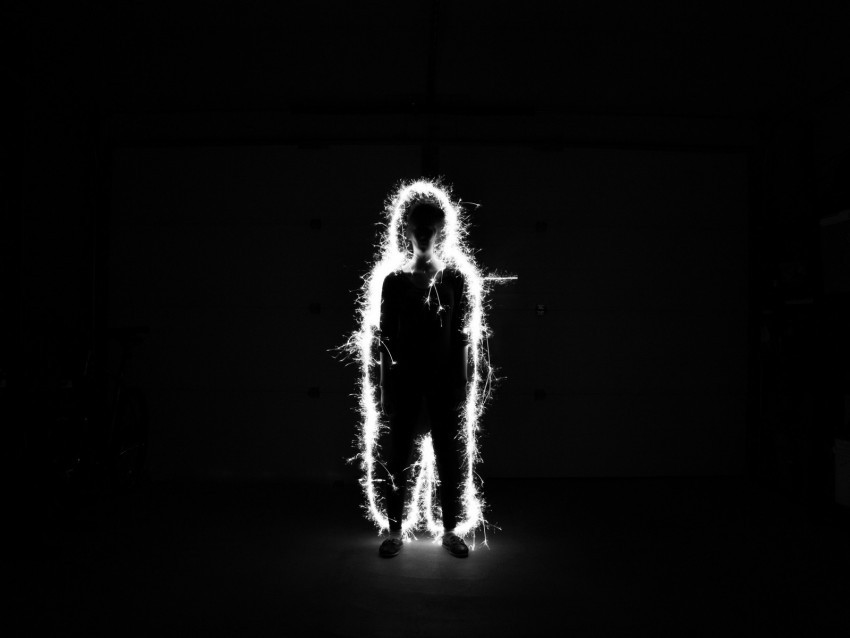 silhouette spark bw dark Isolated Item on Transparent PNG