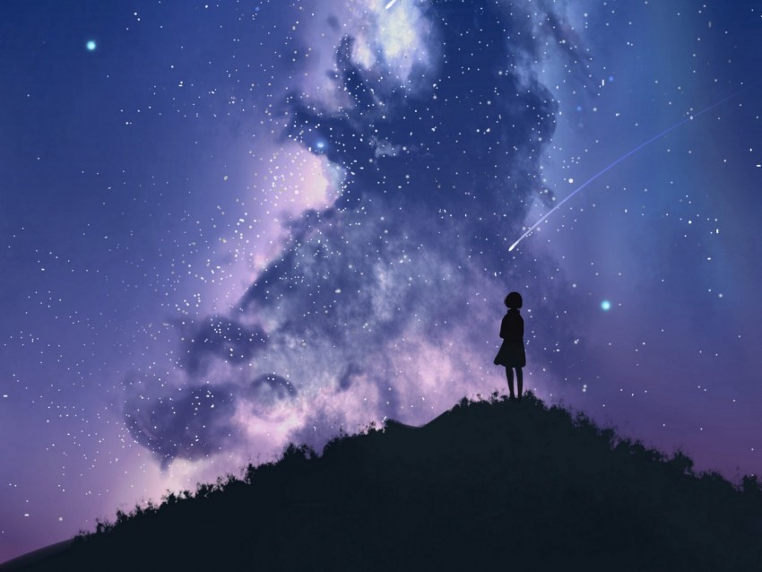 silhouette starry sky milky way art Isolated PNG Image with Transparent Background