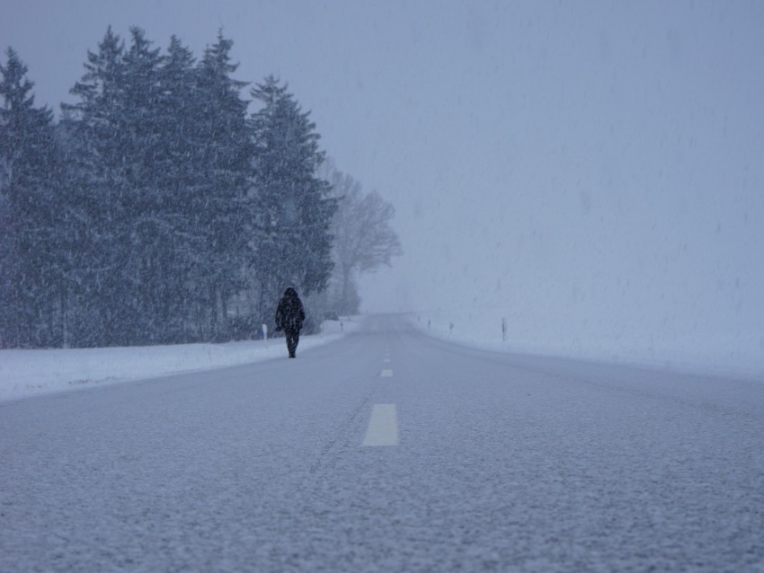 silhouette winter fog snowstorm snowfall road PNG for Photoshop