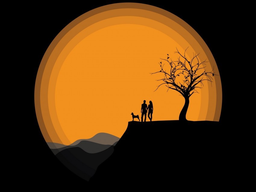 silhouettes couple art vector dark Clear Background PNG Isolated Element Detail