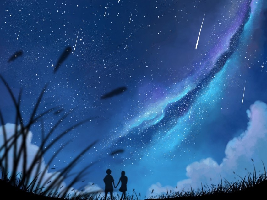 silhouettes couple starry sky brilliance art Transparent PNG Image Isolation