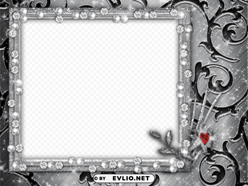 silver and black transparent frame ClearCut Background PNG Isolated Element
