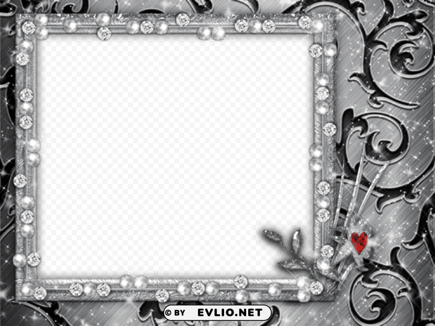 Silver And Black Transparent Frame ClearCut Background PNG Isolated Element