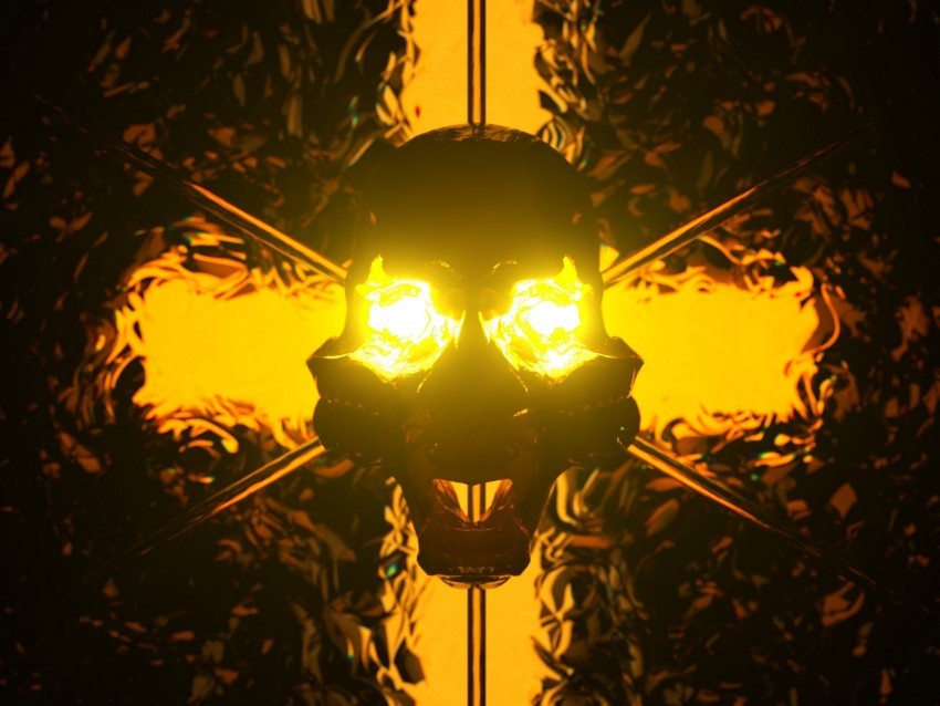 skull art backlight light dark Isolated Character in Clear Transparent PNG