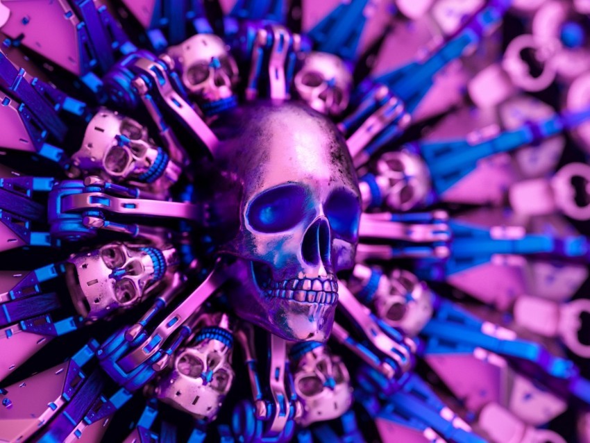 skull glitter metal shape Isolated Subject with Clear PNG Background 4k wallpaper