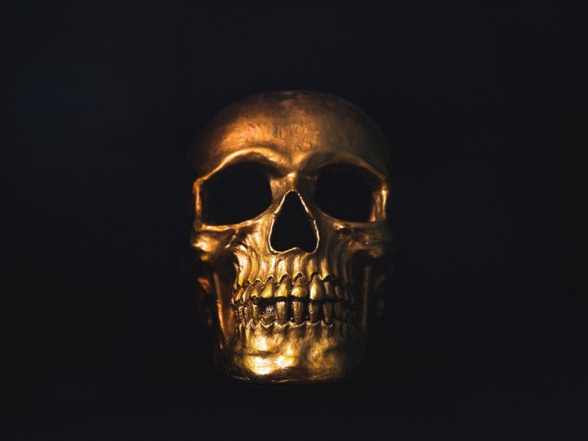 skull gold ornament shine Transparent Background Isolation of PNG