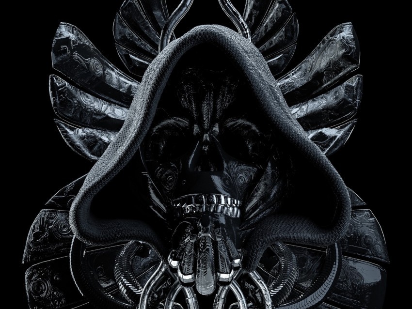 skull hood dark futurism sci-fi Transparent PNG images free download