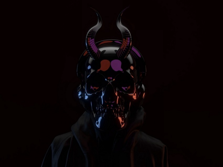 skull mask black dark horns Transparent PNG Isolated Subject 4k wallpaper