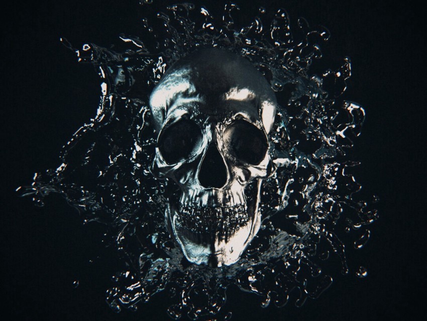 skull metal splash frozen dark Isolated Subject on HighQuality Transparent PNG 4k wallpaper