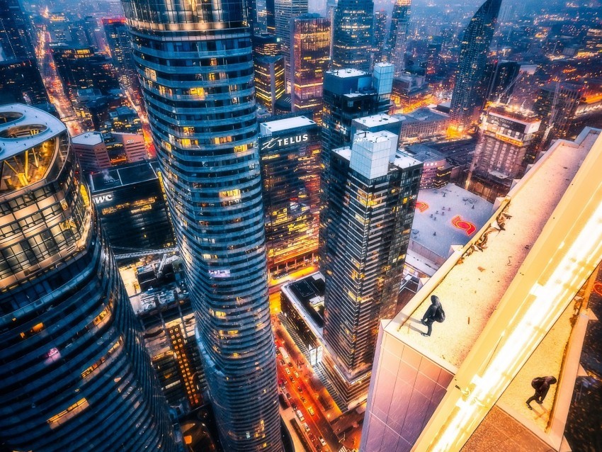 skyscrapers aerial view night city roof toronto PNG files with clear background variety 4k wallpaper