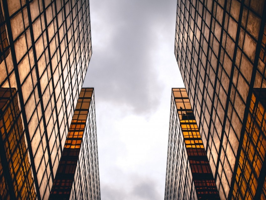 skyscrapers buildings sky clouds facade PNG with no background diverse variety 4k wallpaper