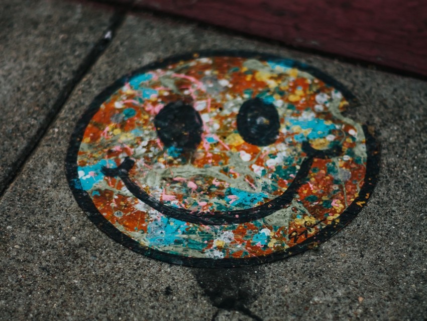 smile colorful asphalt paint graffiti HighResolution PNG Isolated Artwork