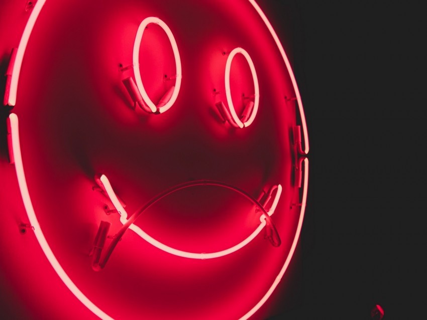 smile smiley neon glow red PNG with no background free download