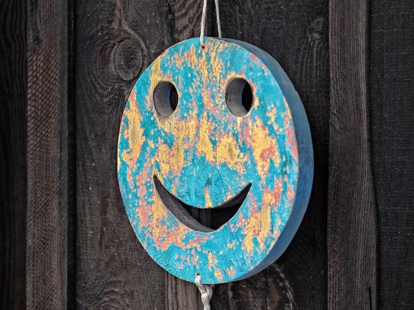 smiley smile decoration wooden PNG Graphic Isolated with Clear Background