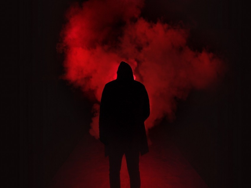 smoke hood silhouette dark red black PNG graphics 4k wallpaper