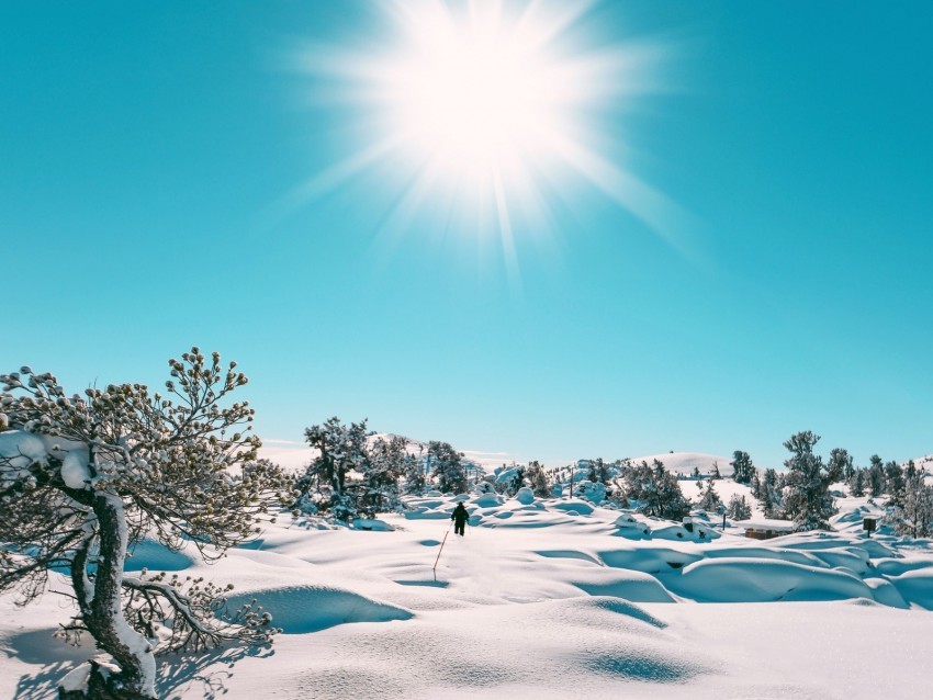 snow sun landscape winter PNG Image with Isolated Element