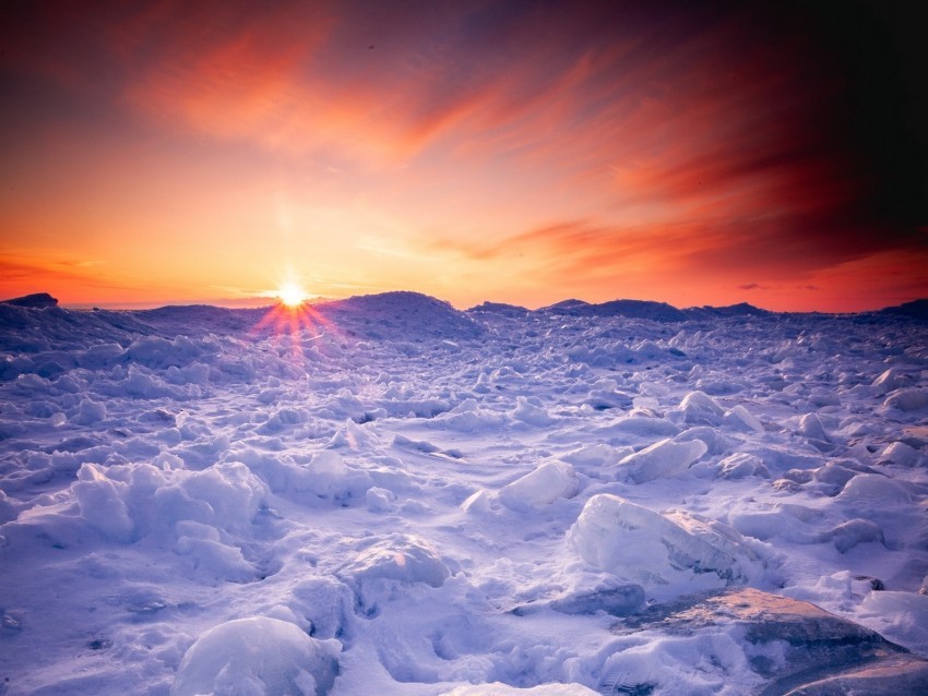 snow winter sunset horizon ice PNG images for personal projects 4k wallpaper