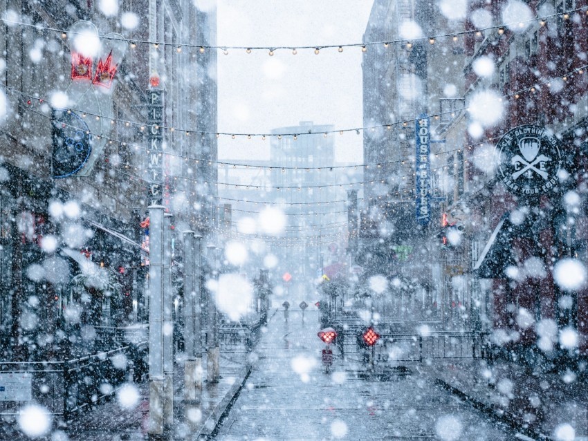 snowfall snow street city winter Transparent PNG Isolated Artwork