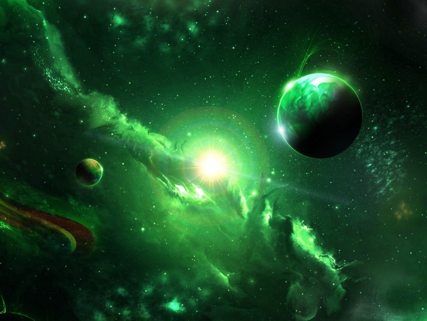 space galaxy planets green universe Transparent PNG Illustration with Isolation