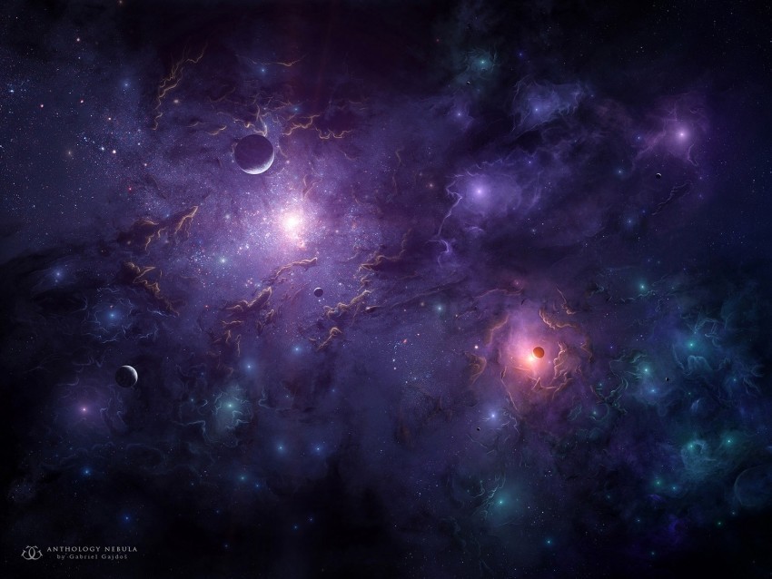 space galaxy shine planets clouds stars Isolated PNG Graphic with Transparency