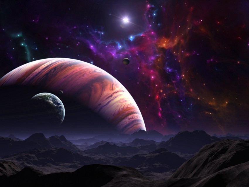 space open space planets art colorful Transparent PNG Image Isolation