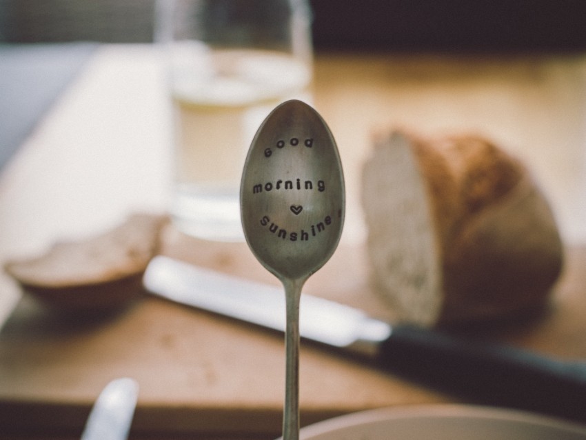 spoon inscription mood morning dishes breakfast Transparent PNG Isolated Element