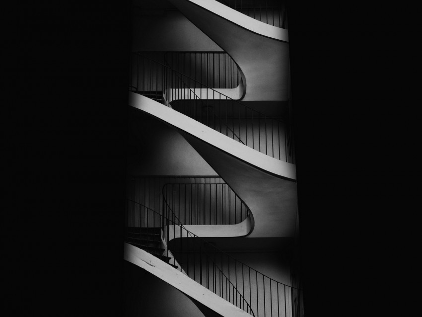 staircase bw minimalism dark architecture Transparent PNG illustrations 4k wallpaper