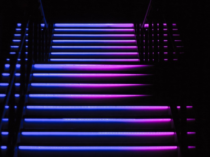 stairs steps backlight dark blue purple Clear Background PNG Isolated Graphic Design 4k wallpaper
