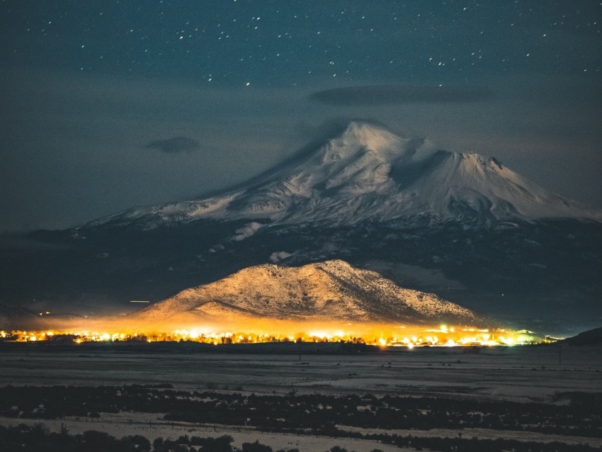 starry sky mountain snowy night PNG for digital design 4k wallpaper