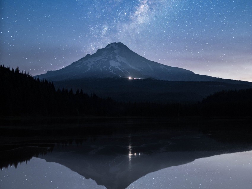 starry sky mountain stars milky way night reflection Free PNG download no background