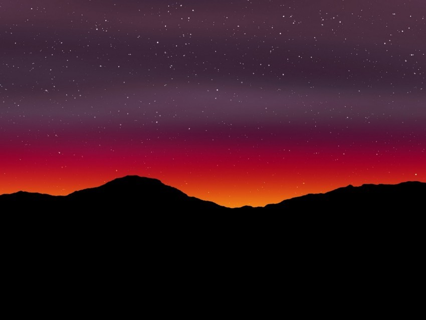 starry sky mountains art dark PNG photo 4k wallpaper