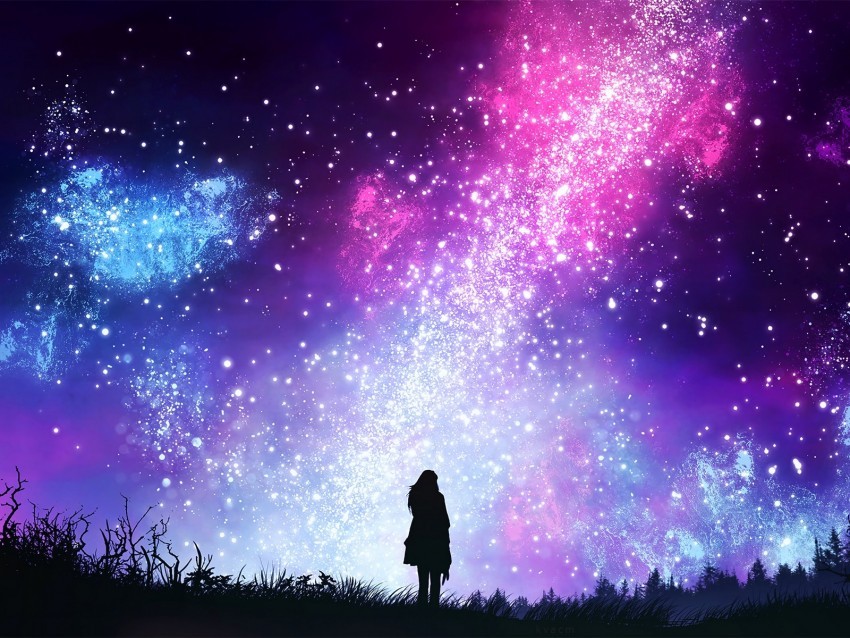 starry sky silhouette art shine brilliant stars CleanCut Background Isolated PNG Graphic