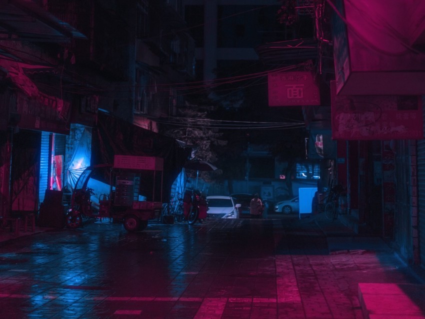 street city night neon light HighResolution Transparent PNG Isolation