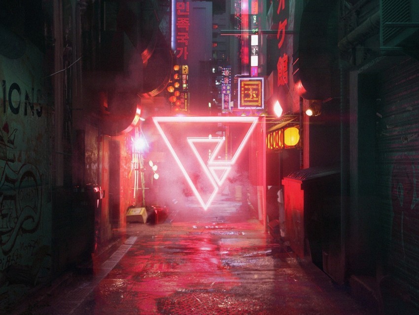 street triangle cyberpunk neon PNG images with transparent canvas variety 4k wallpaper