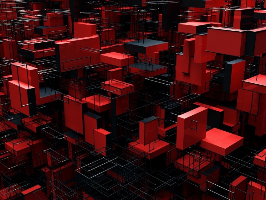 structure blocks 3d red black HighQuality Transparent PNG Isolated Object