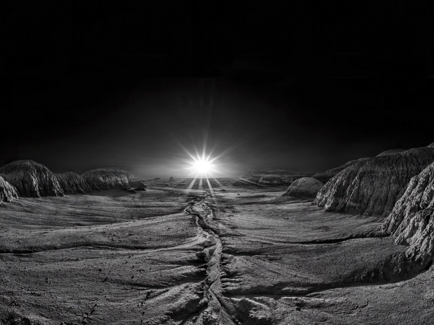 sundawn rays shine flash stone desert landscape bw Free download PNG images with alpha transparency 4k wallpaper