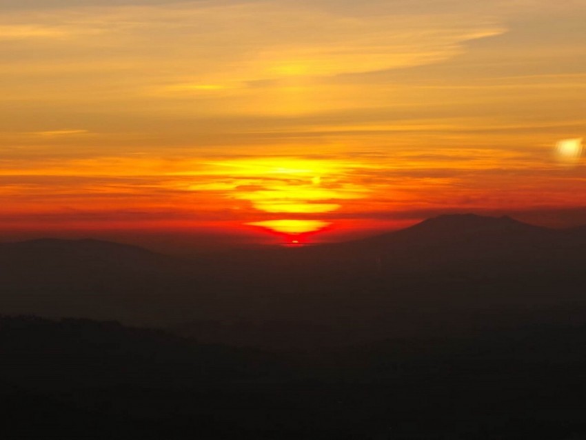 sunset horizon glow mountains clouds red HighResolution Transparent PNG Isolation